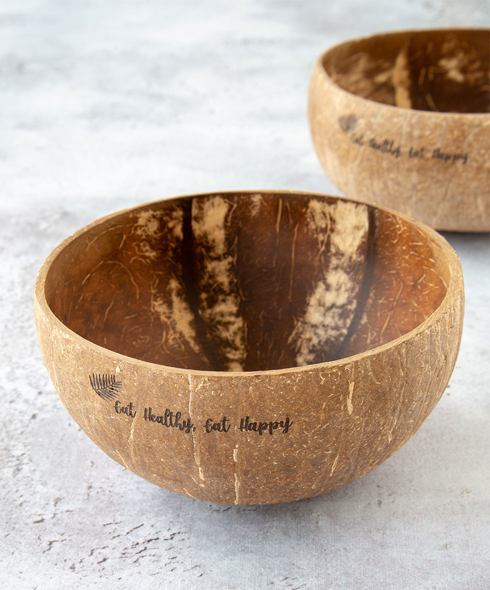 4 Bols En Noix De Coco Naturels Avec Cuillères En Bois - Fabriqués Artisanalement | Pour Smoothies Et Poke Bowls