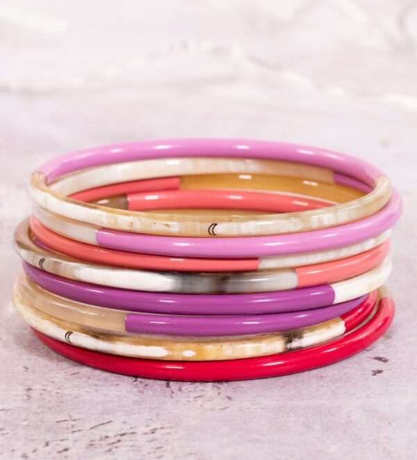 Bracelets corne mix rose
