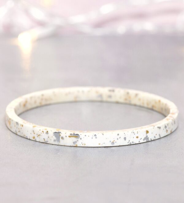 Bracelet corne moucheté métal 6 mm