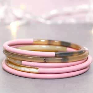 Bracelet corne Rose pastel n°21 - 3mm
