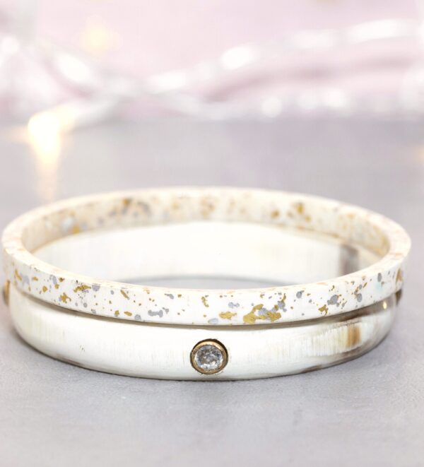 Duo Bracelets corne blancs