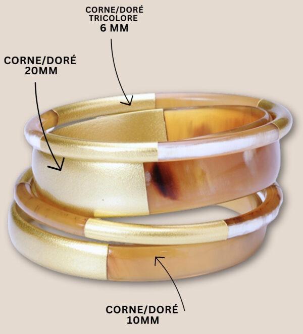 Bracelets en corne doré