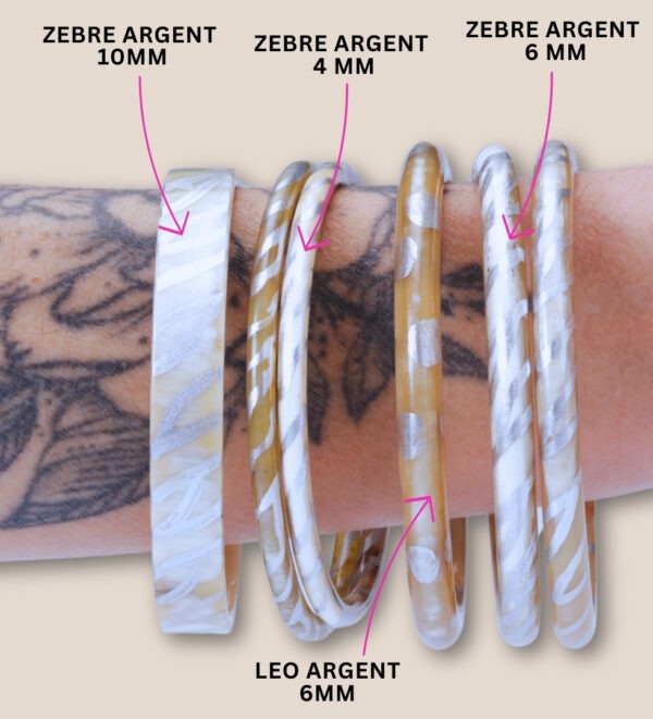 Bracelets en corne zébre argent