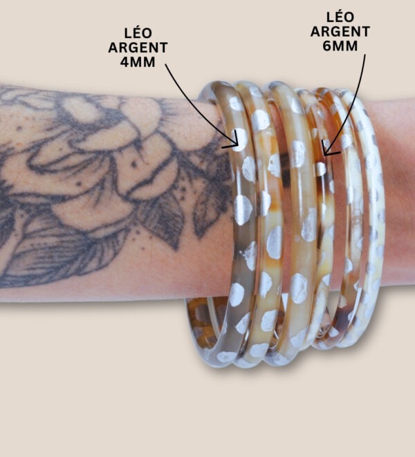 bracelet corne leopard argent