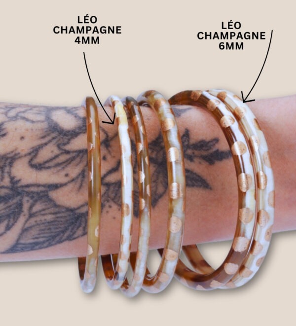 bracelet corne leopard champagne