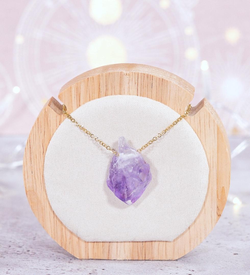 Améthyste pendentif goutte - vente amethyste percée, collier lithothérapie