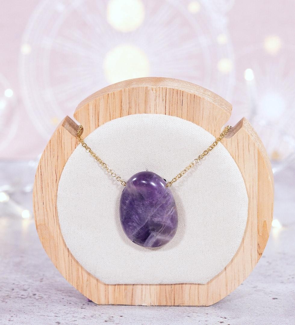 Améthyste pendentif goutte - vente amethyste percée, collier lithothérapie