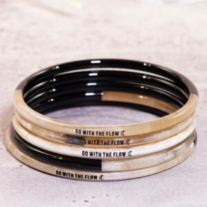 Bracelets semainier à message "Go with the Flow"- 3 mm noir