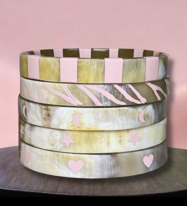 Bracelets corne motif rose pastel 21