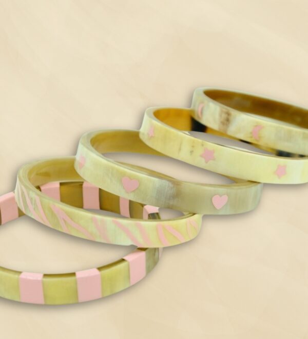 Jonc corne motifs rose pastel 21