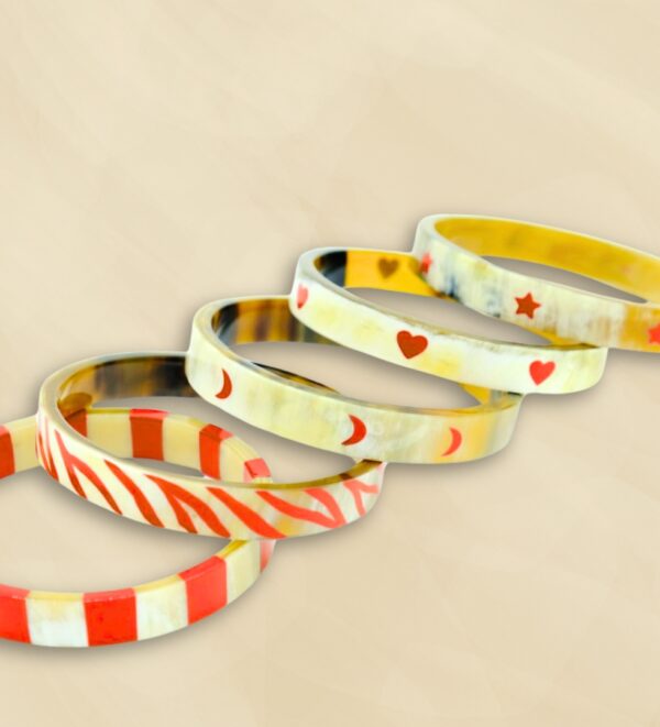 Jonc corne motifs rouge 35