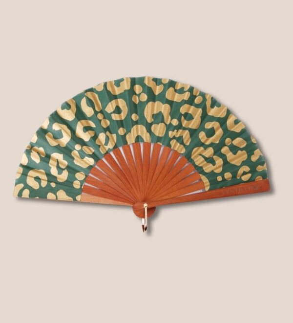 Eventail 39 leopard vert doré