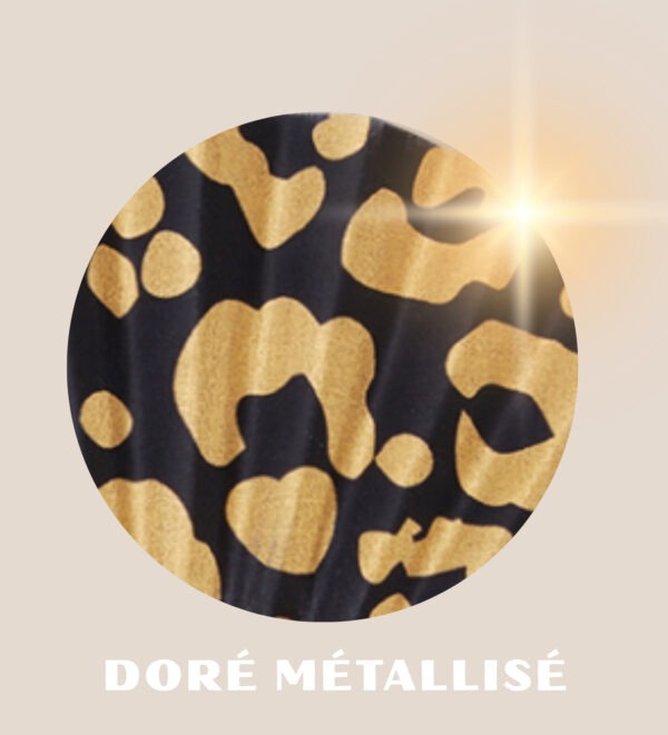 Petit eventail leopard 42 noir or