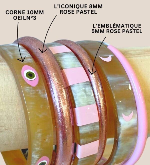 Manchette jonc bouddhiste rose