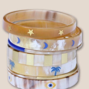 Bracelet corne 10mm PALMIER bleu majo 15