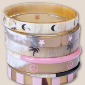 Bracelet corne 10mm PALMIER noir 04