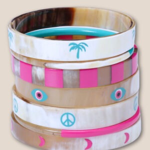 Bracelet corne 10mm PALMIER Vert Ama 33
