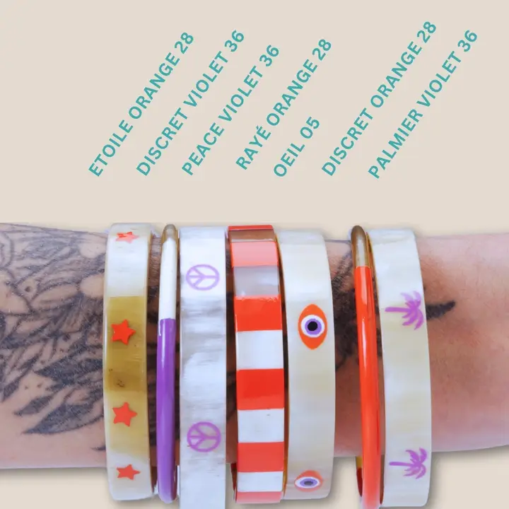 Bracelet corne PALMIER Orange 28