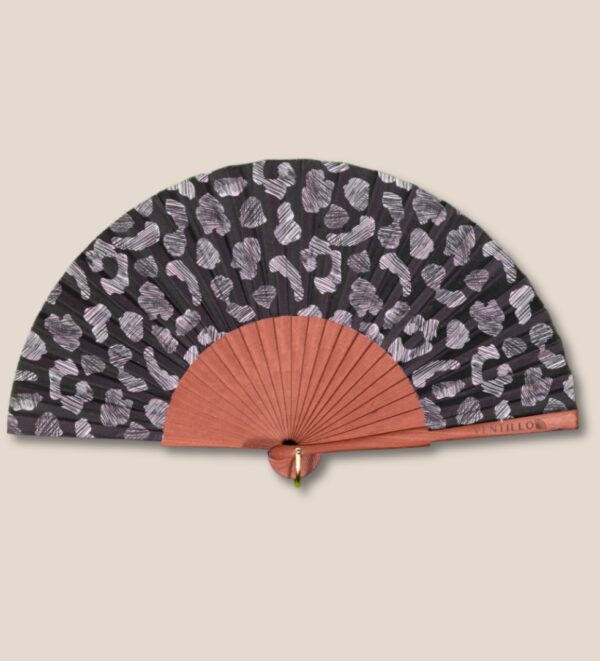 Eventail Leopard noir