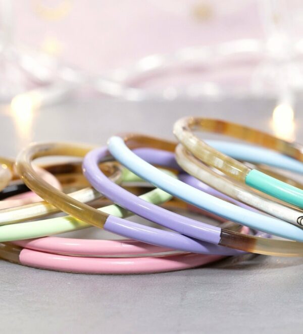 Bracelet corne Bleu pastel n°20 - 3mm – Image 2