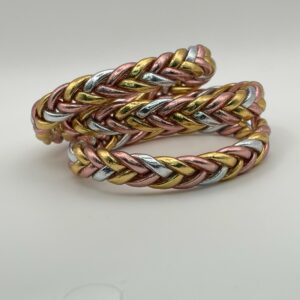 JONC BOUDDHISTE TRESSE 3 COULEURS LIGHT GOLD/PINK/SILVER